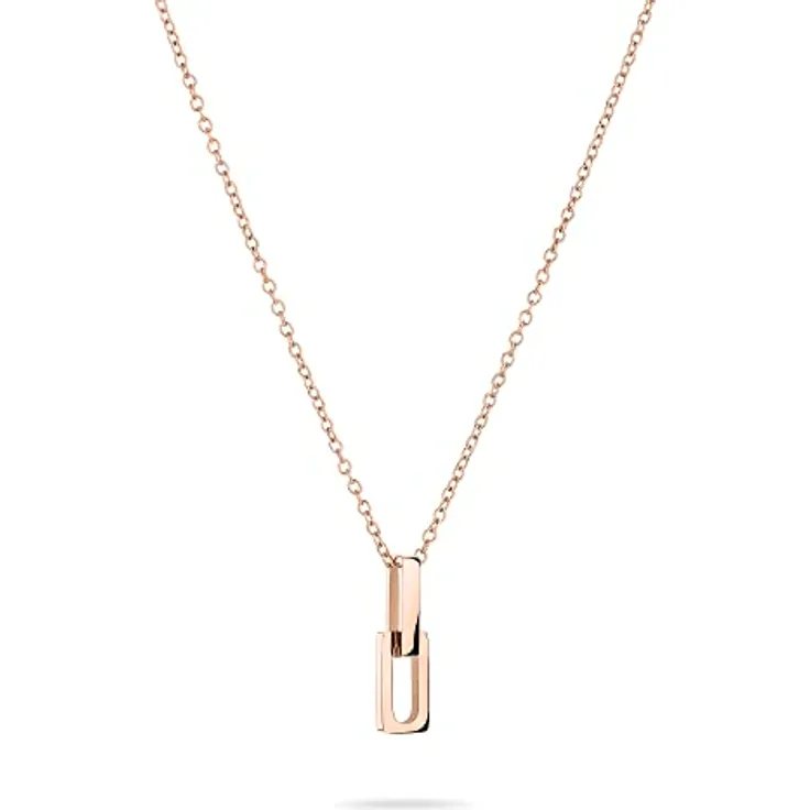 LIEBESKIND BERLIN Damen Kette aus Edelstahl, 40+5 cm, moderne Link-Chain Details, Karabinerverschluss