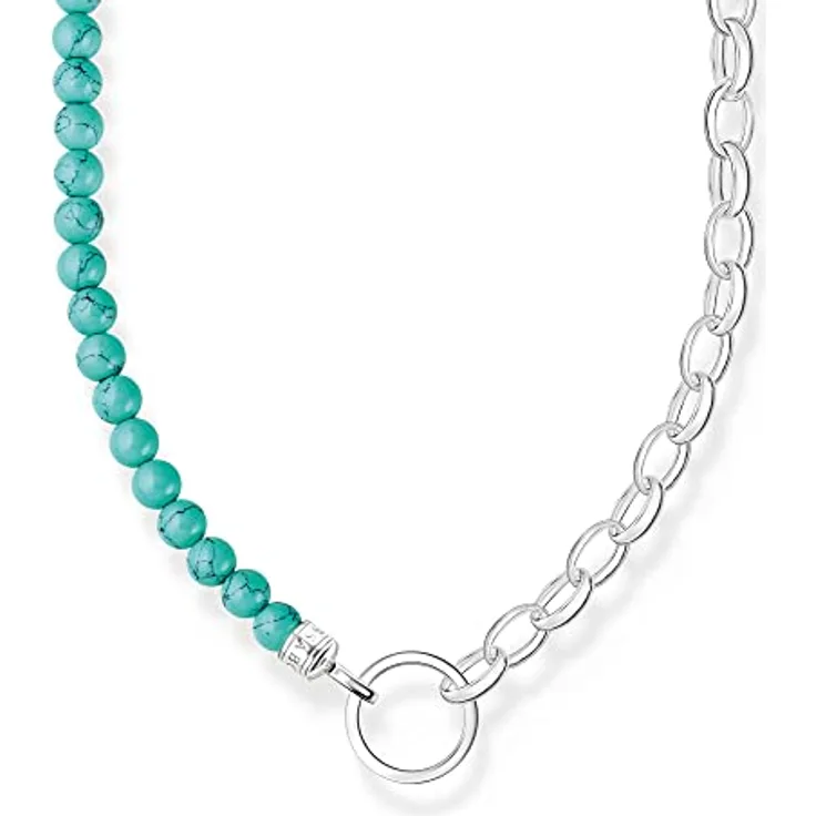 THOMAS SABO Kette mit blauen Perlen, 925 Sterling Silber, Karabinerverschluss, Damen-Halskette KE2188-404-17-L45V