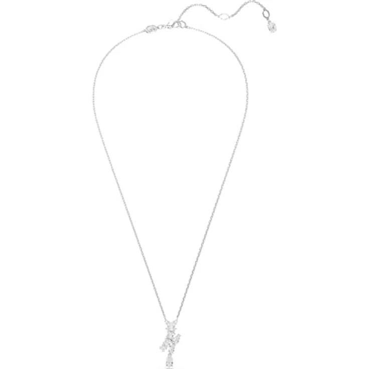 Swarovski Matrix Halskette, Rhodinierte Damenhalskette mit Statement-Anhänger und Strahlenden weißen Kristallen in verschiedenen Schliffen – Bild 2