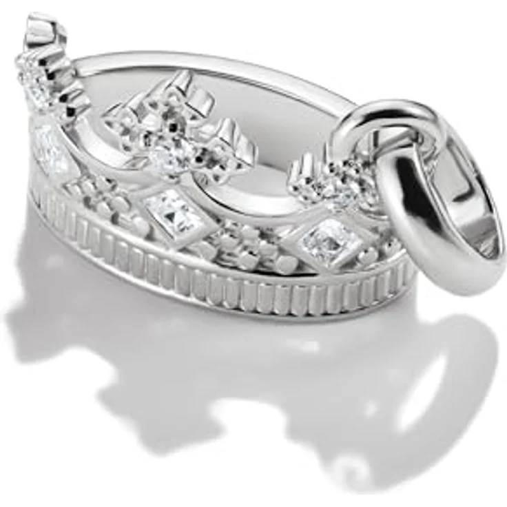 THOMAS SABO Charm-Anhänger Krone mit Steinen, Silber, Recyceltes 925 Silber, Karabinerhakenverschluss – Bild 2