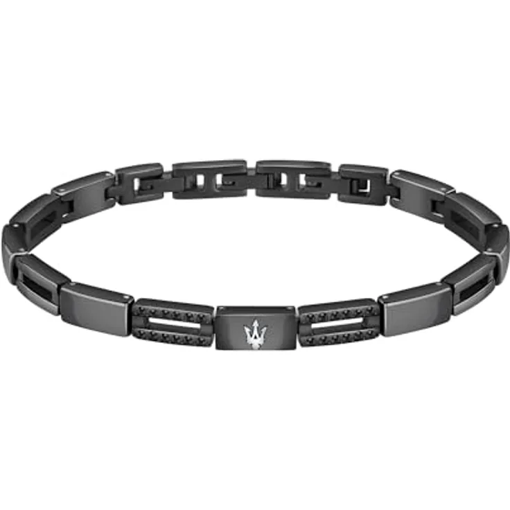 Maserati Ceramic Herren Armband JM223ATZ21, elegantes Schmuckstück aus Edelstahl mit Clipverschluss, 220mm Länge