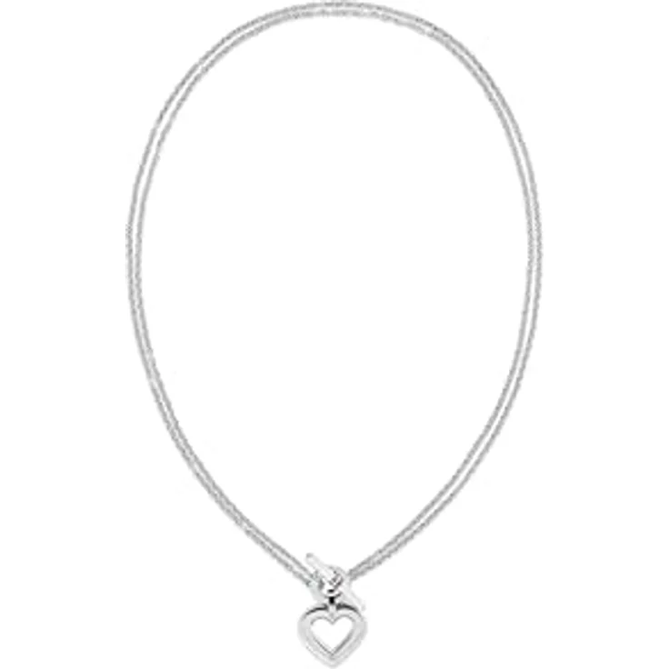 Tommy Hilfiger Jewelry Doppelte Ketten-Halskette aus Edelstahl mit Herz-Anhänger, 43-86 cm, Emaillierte Gravur, Flexibel tragbar – Bild 1