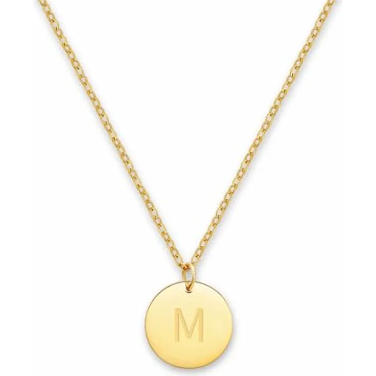 GD GOOD.designs Initialen Halskette mit Gravur "M", Damen-Halskette aus 316L Edelstahl mit 18K Vergoldung, längenverstellbar 40 cm + 5 cm, hautverträglich und wasserfest