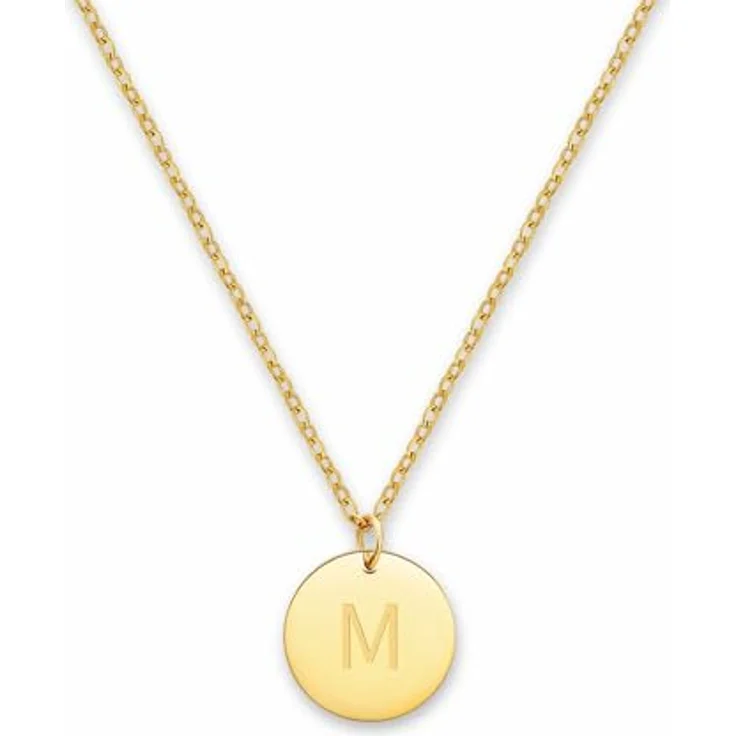 GD GOOD.designs Initialen Halskette mit Gravur "M", Damen-Halskette aus 316L Edelstahl mit 18K Vergoldung, längenverstellbar 40 cm + 5 cm, hautverträglich und wasserfest – Bild 1