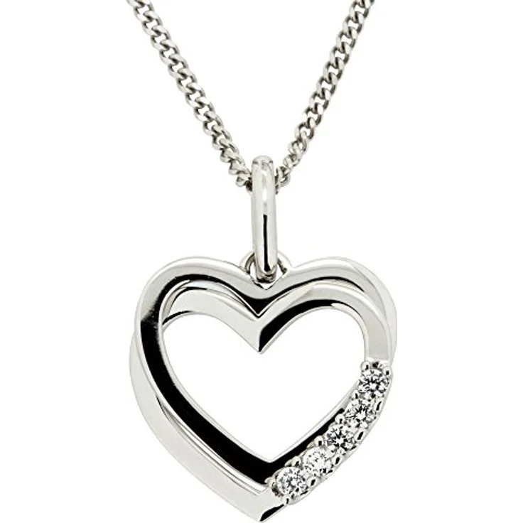 Orolino Damen Anhänger mit Kette 585/- Gold, 42/45cm, Glänzend, Brillant Weiß 0.1000 Karat, Rhodium Beschichtung – Bild 1