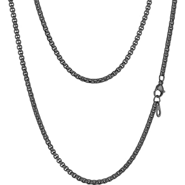 PROSTEEL Edelstahl Venezianerkette Schwarz, 3mm Breite, 46cm Länge, unisex Schmuck für Herren und Damen – Bild 1