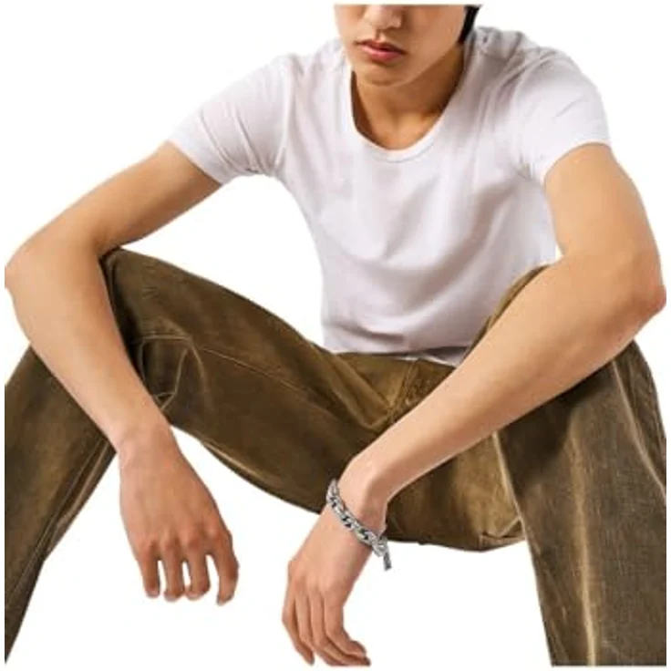 Diesel Herren-Gliederarmband DX1514040, Achat schwarz mit gebürstetem Finish und Karabinerverschluss – Bild 3