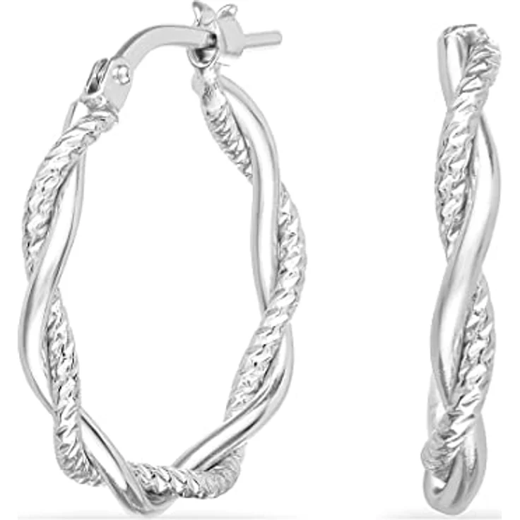 FAVS Damen-Creolen, 925er Silber, Durchmesser 20 mm, Stärke 2,5 mm, One Size – Bild 2