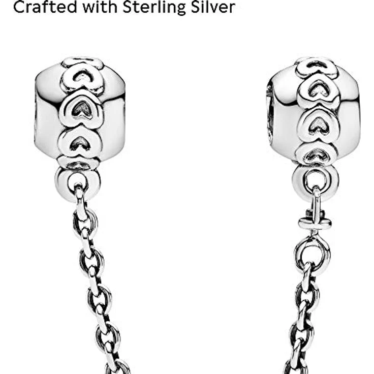 PANDORA Moments Gereihte Herzen Komfortkette, Sterling Silber, Sicherheitskette für Charms – Bild 3