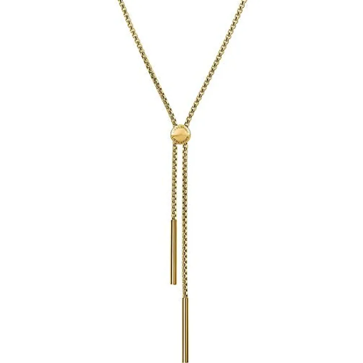 LIEBESKIND BERLIN Y-Kette 85 cm, vergoldeter Edelstahl mit Silikonverschluss, zeitloses Design
