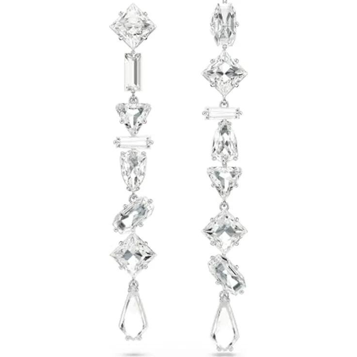 Swarovski Mesmera Drop-Ohrhänger, Weiße Rhodinierte Ohrringe mit Strahlenden Swarovski Kristallen in Kaskadenform