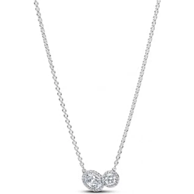 PANDORA Timeless umschließender Strahlenkranz Halskette aus Sterling Silber mit Zirkonia, 45cm, verstellbare Ankerkette