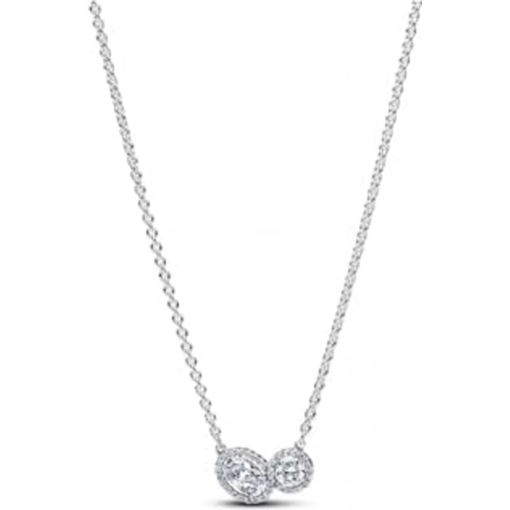 PANDORA Timeless umschließender Strahlenkranz Halskette aus Sterling Silber mit Zirkonia, 45cm, verstellbare Ankerkette – Bild 1