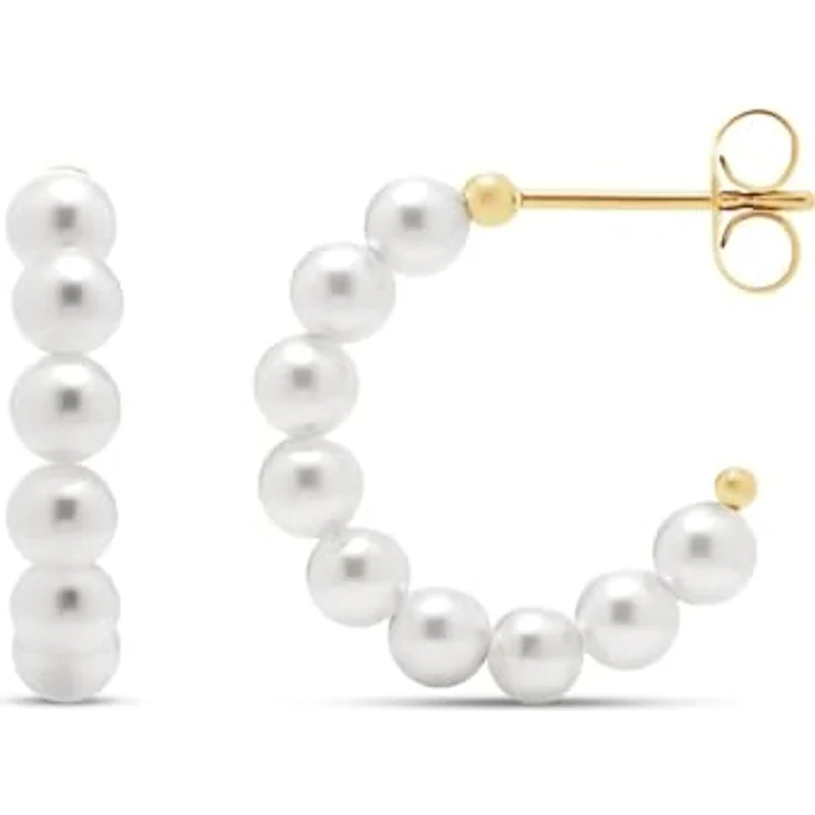 FAVS Damen-Creolen Edelstahl mit Muschelkern, One Size, silber – Bild 2