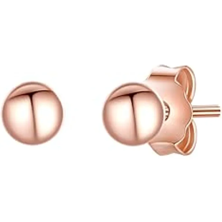 Glanzstücke München Mini Ohrstecker, 925/- Sterling Silber rosévergoldet, Kugelform mit Steckverschluss, 3 mm Höhe
