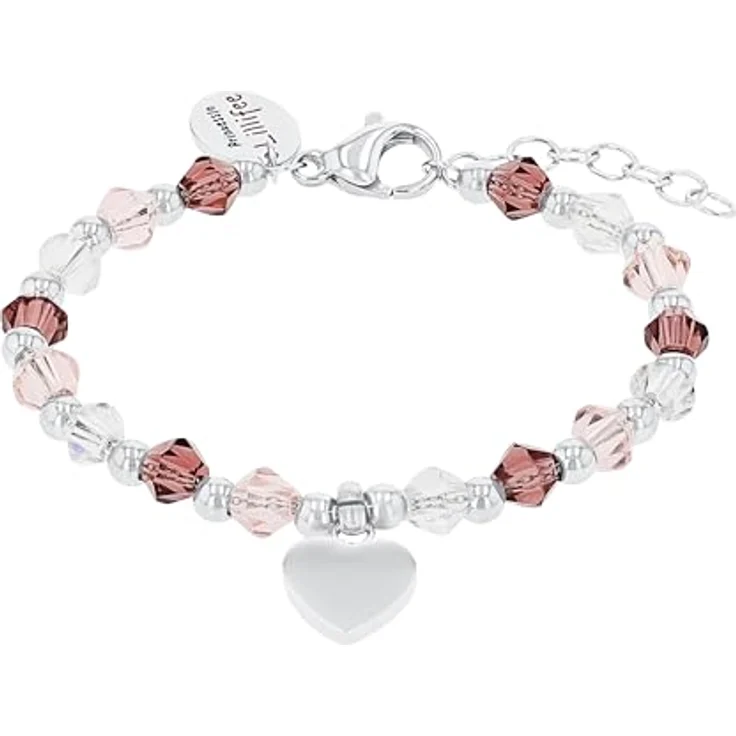 Prinzessin Lillifee Armband Edelstahl, Kinder Armschmuck mit bunten Glas-Steinen, 12+2 cm, Silber, Herz-Motiv, in Geschenkbox, 2034005 – Bild 4