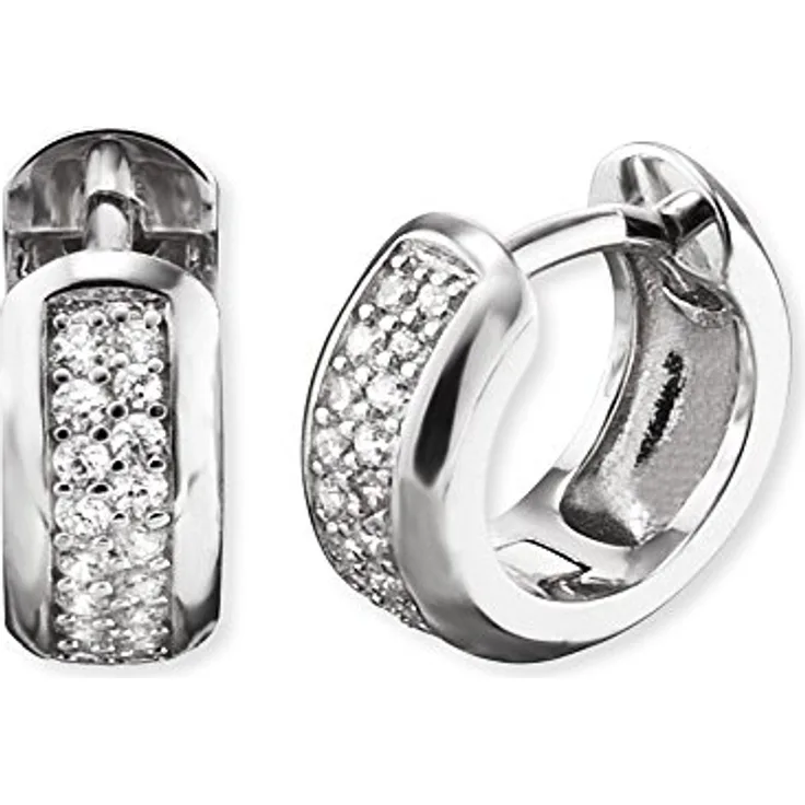 Engelsrufer Anna Creole, rhodiniertes 925er-Sterlingsilber mit 38 weißen Zirkonia, Größe 13 mm