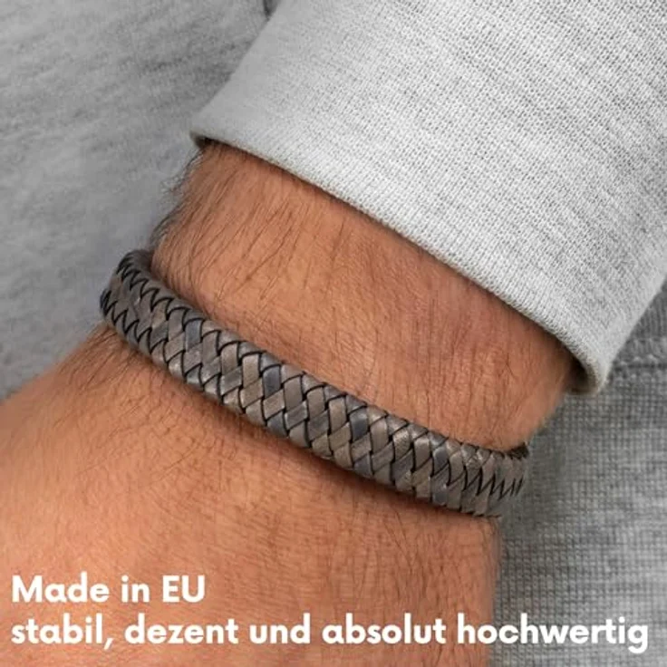Simaru Narvik Lederarmband, Echtleder mit Edelstahl Magnetverschluss, 12mm, Unisex, Made in Germany – Bild 4