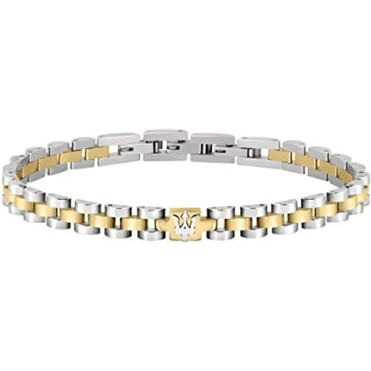 Maserati Jewels Herrenarmband, 21 cm, Edelstahl mit PVD-Beschichtung, Tridente-Symbol, Maserati-Blau-Finish