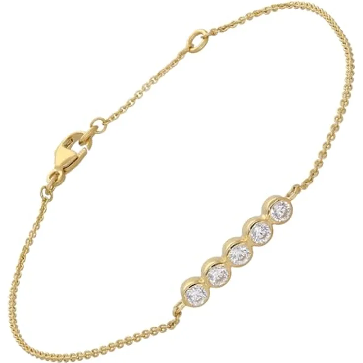 GLIZZ Damen-Armband Gold 333/8K mit Zirkonia, modischer Armschmuck, 19 cm, verstellbar, inklusive Geschenkpackung