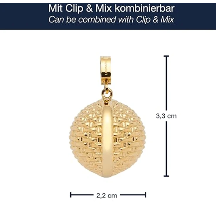 JEWELS BY LEONARDO Clip & Mix Pin Anhänger • Goldfarbener Edelstahl mit strukturierter Flechtoberfläche • Clip M (4,8 mm Ø) • Eleganter Schmuck für Frauen • 025633 – Bild 2