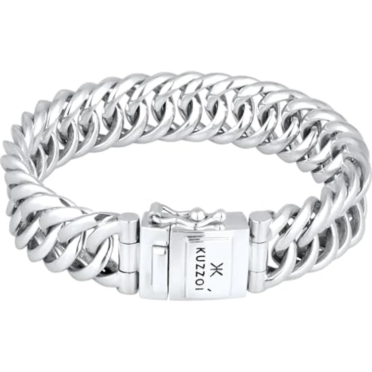 Kuzzoi Buddha Panzer Armband aus 925er Sterling Silber, massives Herrenarmband (16 mm) mit Kastenschloss, Länge 21 cm – Bild 1