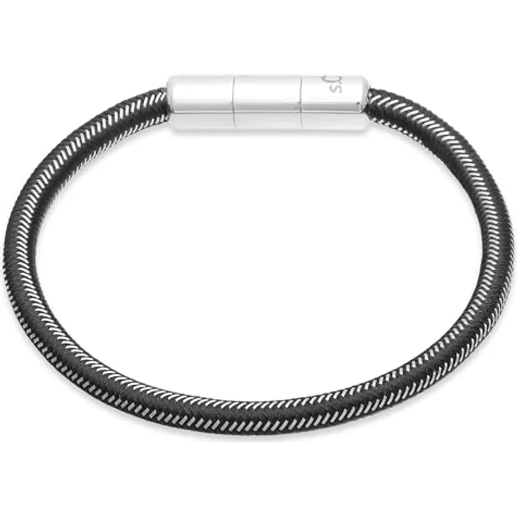 s.Oliver Herren Bracelet, Armband aus poliertem Edelstahl, IP Schwarz, verstellbar bis 22 cm, wasserfest & hautfreundlich