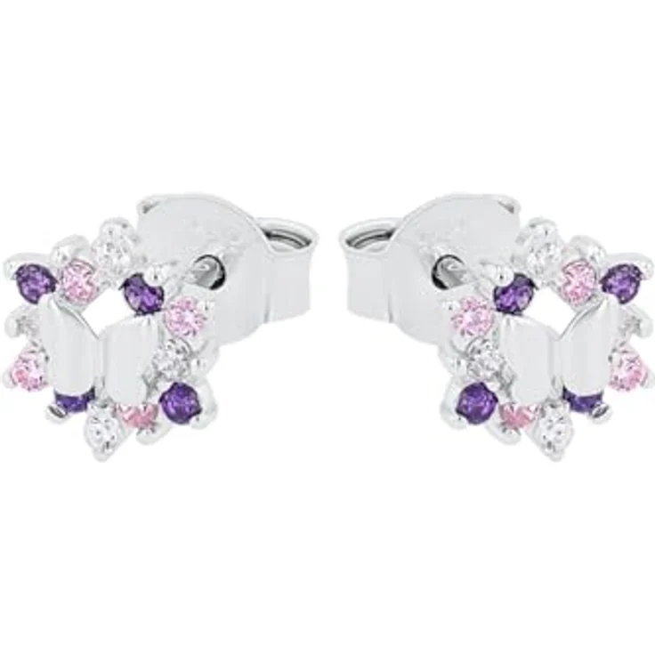 Prinzessin Lillifee Paar Ohrstecker Schmetterling, 925 Sterling Silber mit Zirkonia, 7 mm – Bild 3