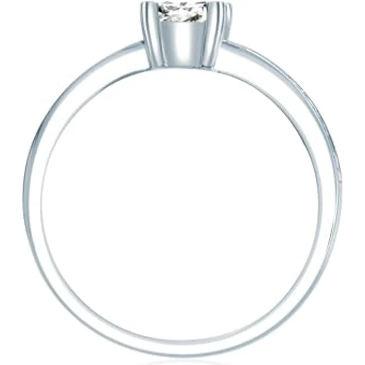 Trilani Damen-Ring Sterling Silber, Zirkonia weiß im Brillantschliff, Verlobungsring mit Pavékranz, elegantes Lederetui inbegrepen – Bild 2