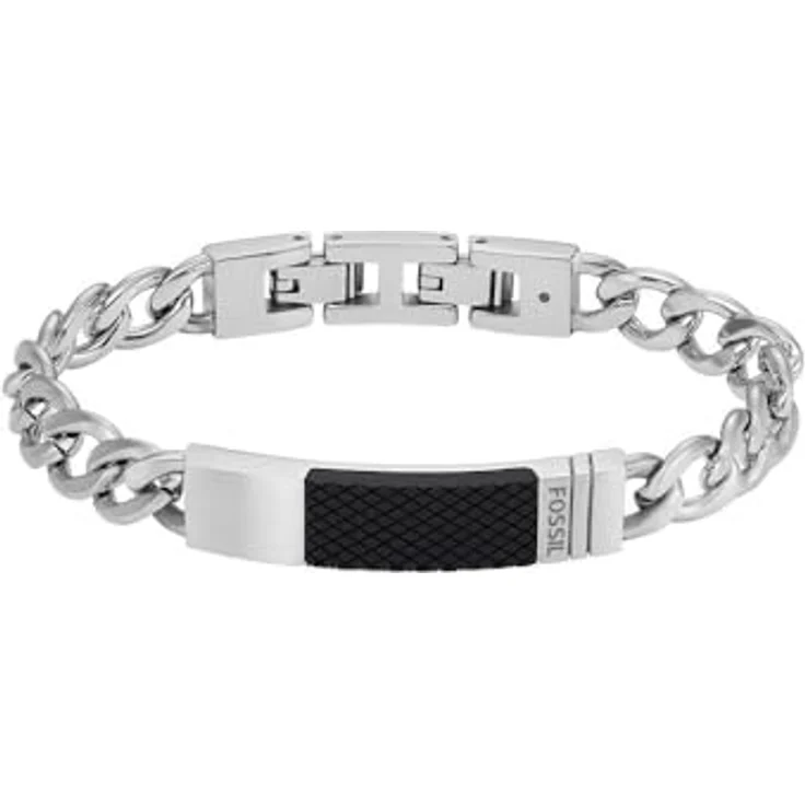 Fossil Herrenarmband aus Edelstahl, silber, mit Faltverschluss, 205 mm Länge, 42 mm Breite – Bild 1