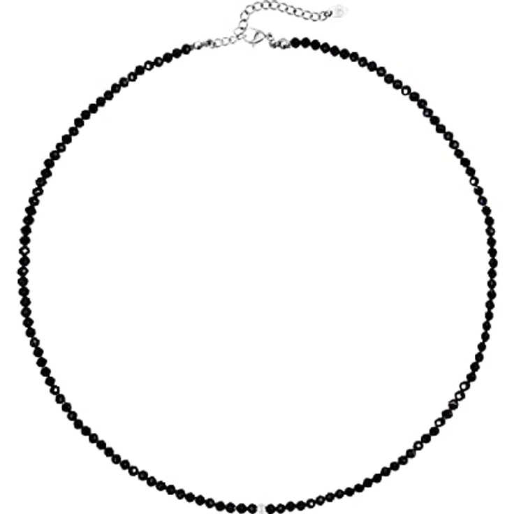 BERGERLIN Turmalin Halskette schwarz, echte Naturstein Kette mit Silberverschluss, Größe M-L – Bild 4
