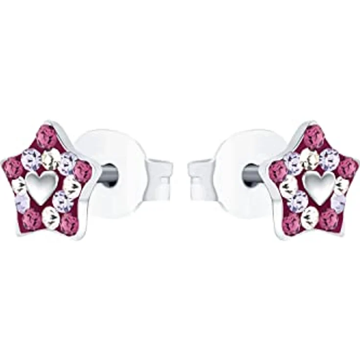 Prinzessin Lillifee Paar Ohrstecker Stern mit Herz, 925 Sterling Silber, mit Preciosa Crystal, ca. 6 mm – Bild 4