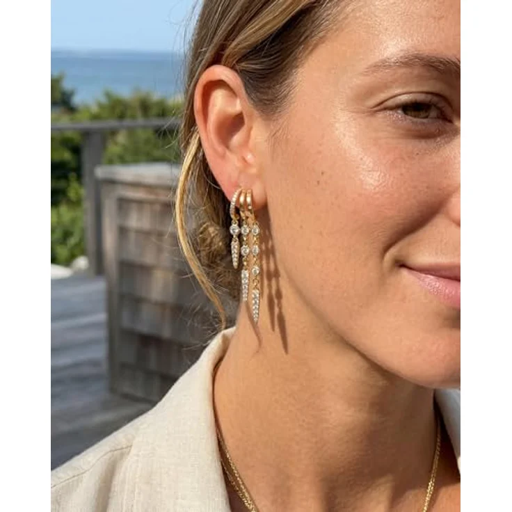 MUMREUES Ohrringe Gold Damen Hängend, 14K vergoldete Ohrhänger mit Zirkonia, hypoallergen, elegantes Design – Bild 4