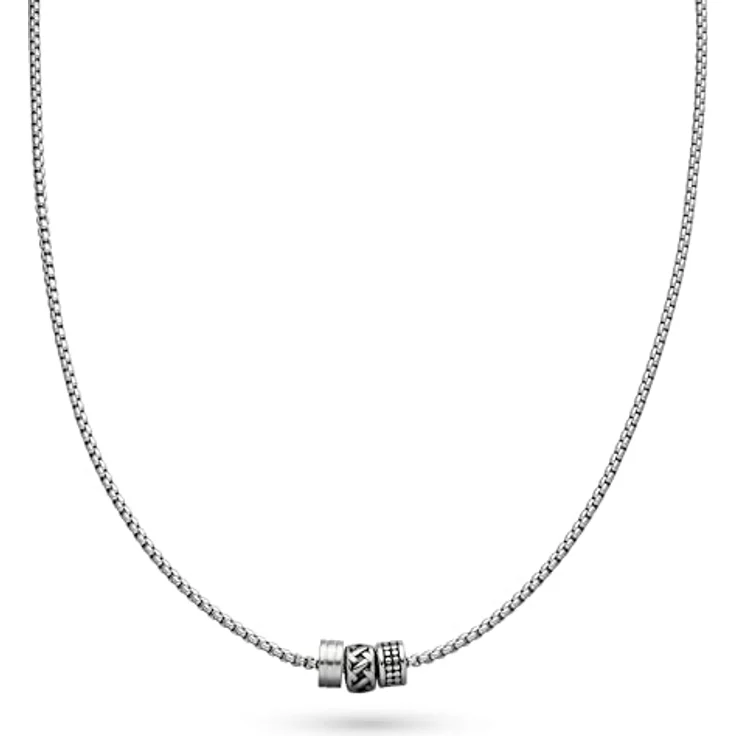 s.Oliver Herren Necklace - Halskette aus mattiertem Edelstahl IP Schwarz, verstellbar bis 50 cm, wasserfest & hautfreundlich – Bild 2