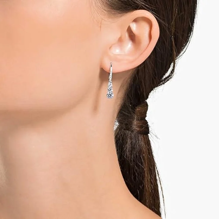 Swarovski Stilla Attract Trilogy Ohrringe, Weiss, rhodiniertes Finish mit Kristallpavé – Bild 5
