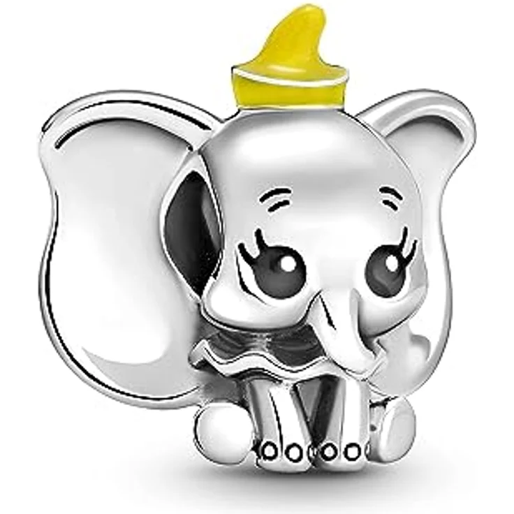 PANDORA Disney Dumbo Charm-Anhänger aus Sterling Silber mit gelber Mütze, handverarbeitet, Breite: 16mm, 799392C01 – Bild 4