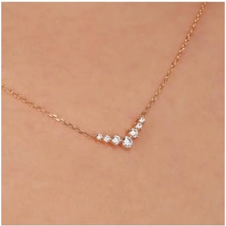 FAVS Damen-Kette 375er Gelbgold mit 7 Zirkonia, One Size – Bild 2