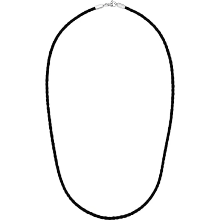 Amor Halskette Unisex Edelstahl Leder, 50 cm, Schwarz mit Karabinerverschluss, in Schmuck Geschenk Box, 2024329 – Bild 5