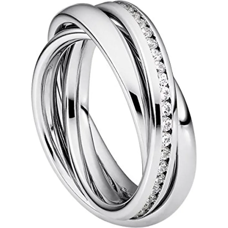 Heideman Ring Damen Trini, Edelstahl Silber farbend poliert, Rollring Spielring Dreierring, Größe 52
