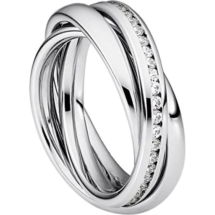 Heideman Ring Damen Trini, Edelstahl Silber farbend poliert, Rollring Spielring Dreierring, Größe 52 – Bild 1