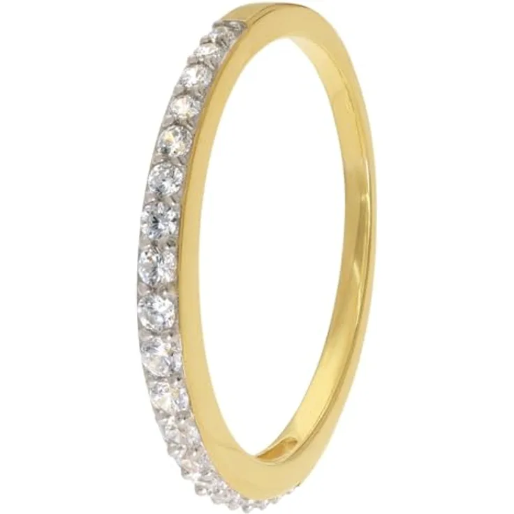 trendor Damenring Gold 333/8K mit Zirkonia, zeitloser Schmuckring für Frauen, Ringgröße 52/16,6, schmale Breite 2 mm, ideale Geschenkidee