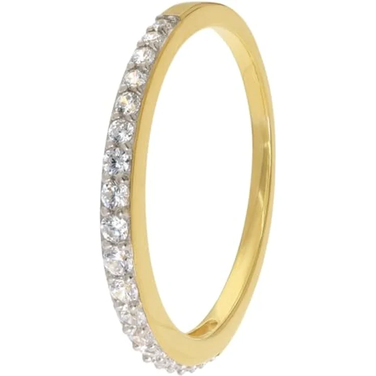 trendor Damenring Gold 333/8K mit Zirkonia, zeitloser Schmuckring für Frauen, Ringgröße 52/16,6, schmale Breite 2 mm, ideale Geschenkidee – Bild 1