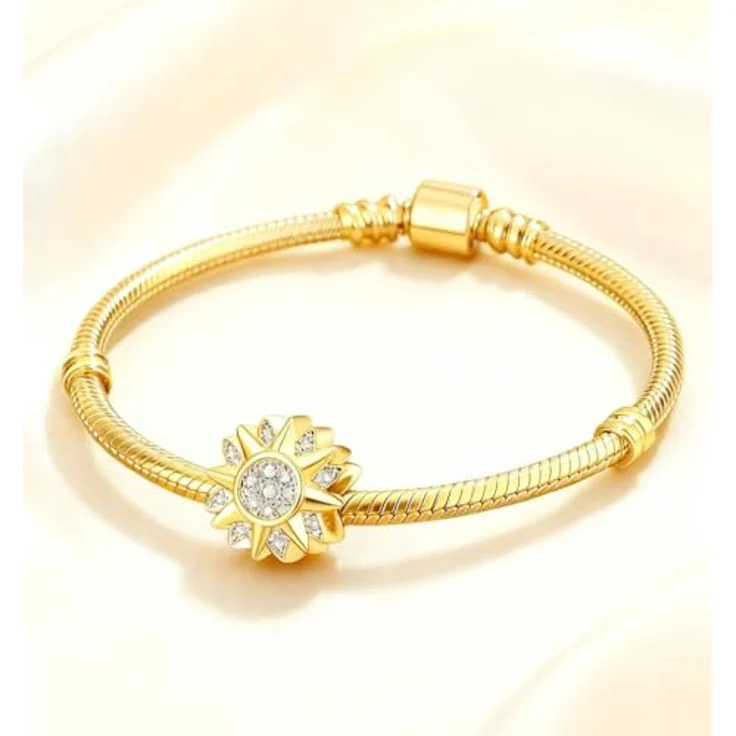 WEIMU Golden Charms 925 Sterling Silber Charm "Die goldene Sonne", hypoallergen, passend für Armbänder & Halsketten – Bild 3