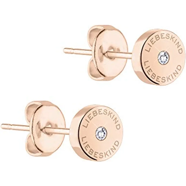 Liebeskind Berlin LJ-0548-E-07, Damen-Ohrringe aus Edelstahl in Roségold mit Zirkoniastein, schlichtes Design