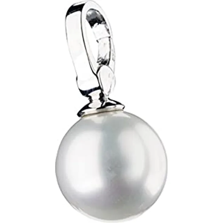 Giorgio Martello Milano Charm Muschelkernperle, 925 Sterling Silber rhodiniert, Ø 12 mm, Clipverschluss, Weiss