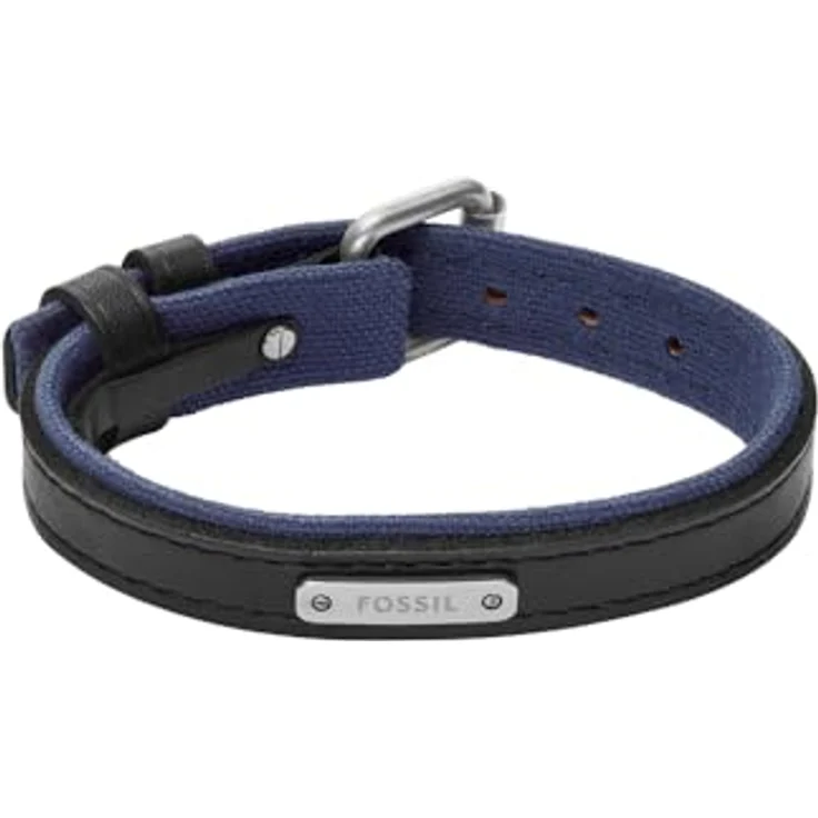 Fossil Everett Herren Armband aus schwarzem Leder, matt, 282 mm Länge, Dornschließe – Bild 1