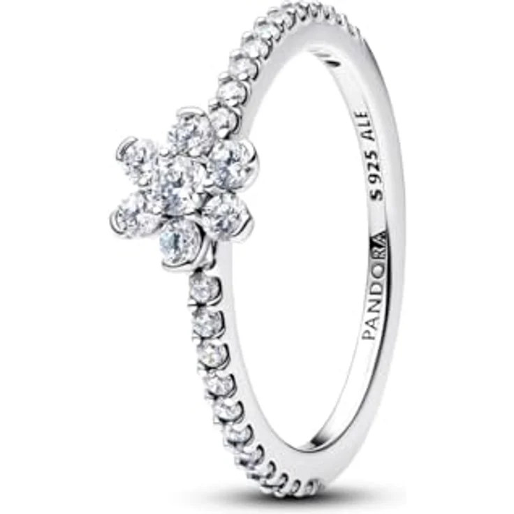 PANDORA Ring Blume funkelnd, 925 Sterling Silber mit Cubic Zirkonia, erhobene Blüte und Pavé Ringschiene, eleganter Damen Statement Ring, Größe: 58, 194499C01-58 – Bild 1