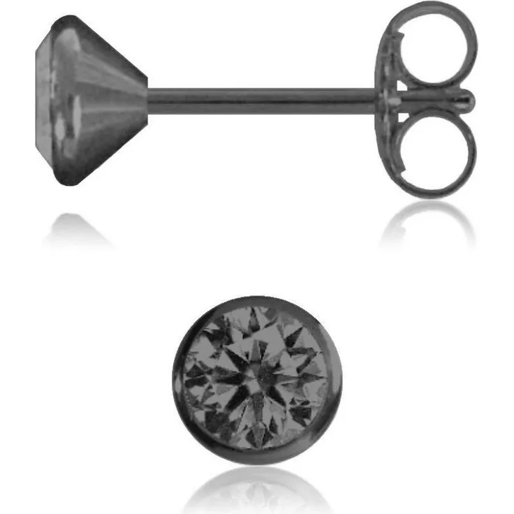 Firetti Paar Ohrstecker, Silber 925 mit schwarzen Zirkonia (synth.), eleganter Ohrschmuck für Damen
