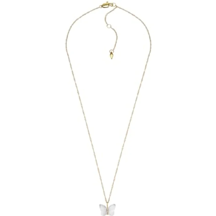 FOSSIL Damen Edelstahl Schmetterlings-Anhänger Halskette, goldfarben mit Karabinerverschluss, poliertes Finish – Bild 1