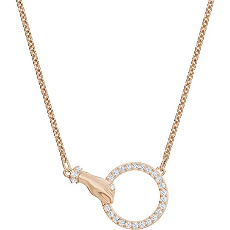 Swarovski Symbolic Halskette, 3D-Hand mit klarem Kristallpavé, Roségold, 38 cm